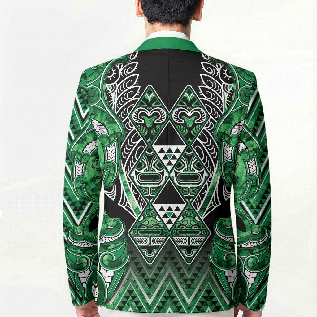 Aotearoa Ngati Maniapoto Blazer Maori Tribal Green Paua Shell Pattern