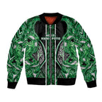 Aotearoa Ngati Maniapoto Bomber Jacket Maori Tribal Green Paua Shell Pattern