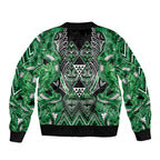 Aotearoa Ngati Maniapoto Bomber Jacket Maori Tribal Green Paua Shell Pattern