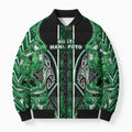 Aotearoa Ngati Maniapoto Bomber Puffer Jacket Maori Tribal Green Paua Shell Pattern
