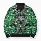 Aotearoa Ngati Maniapoto Bomber Puffer Jacket Maori Tribal Green Paua Shell Pattern