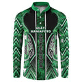 Aotearoa Ngati Maniapoto Button Sweatshirt Maori Tribal Green Paua Shell Pattern