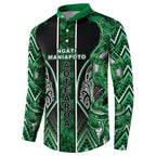 Aotearoa Ngati Maniapoto Button Sweatshirt Maori Tribal Green Paua Shell Pattern
