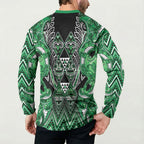 Aotearoa Ngati Maniapoto Button Sweatshirt Maori Tribal Green Paua Shell Pattern