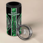 Aotearoa Ngati Maniapoto 4 in 1 Can Cooler Tumbler Maori Tribal Green Paua Shell Pattern