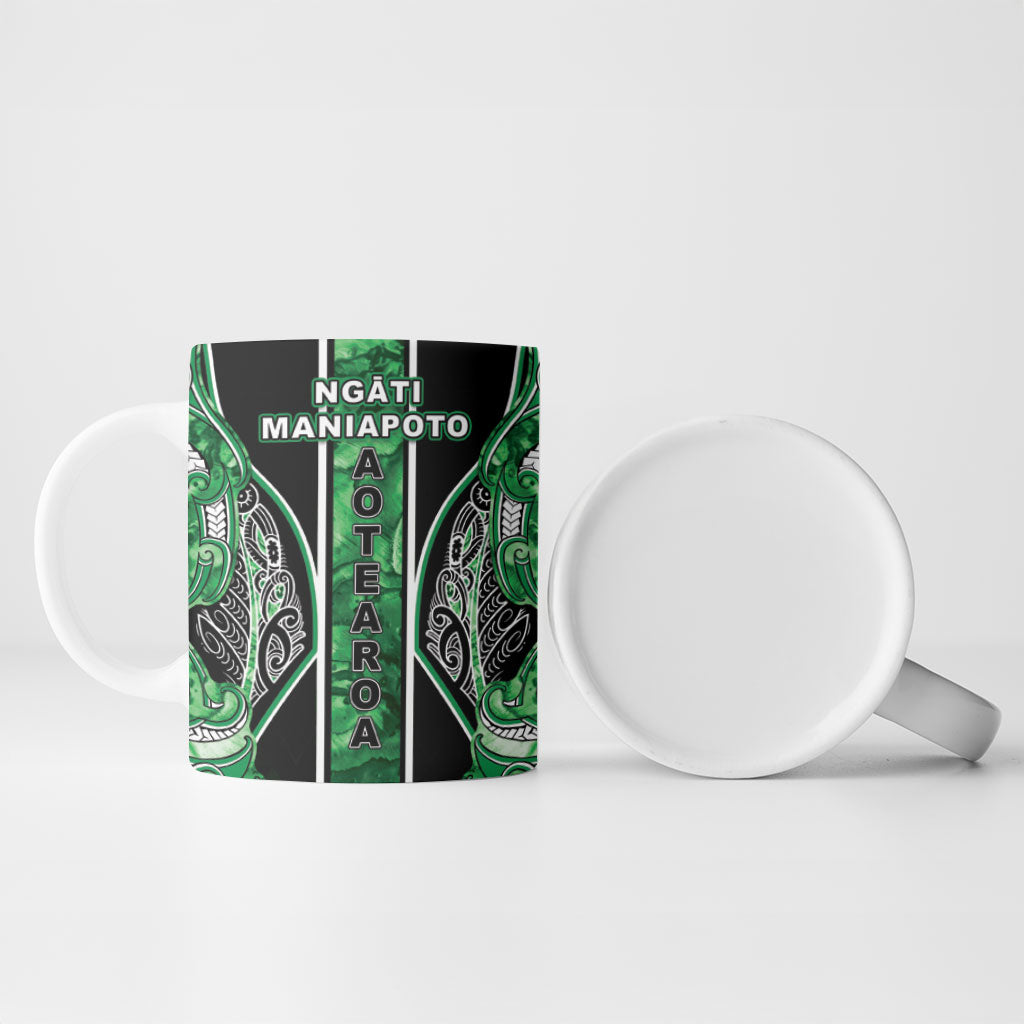 Aotearoa Ngati Maniapoto Ceramic Mug Maori Tribal Green Paua Shell Pattern