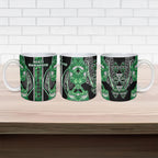 Aotearoa Ngati Maniapoto Ceramic Mug Maori Tribal Green Paua Shell Pattern