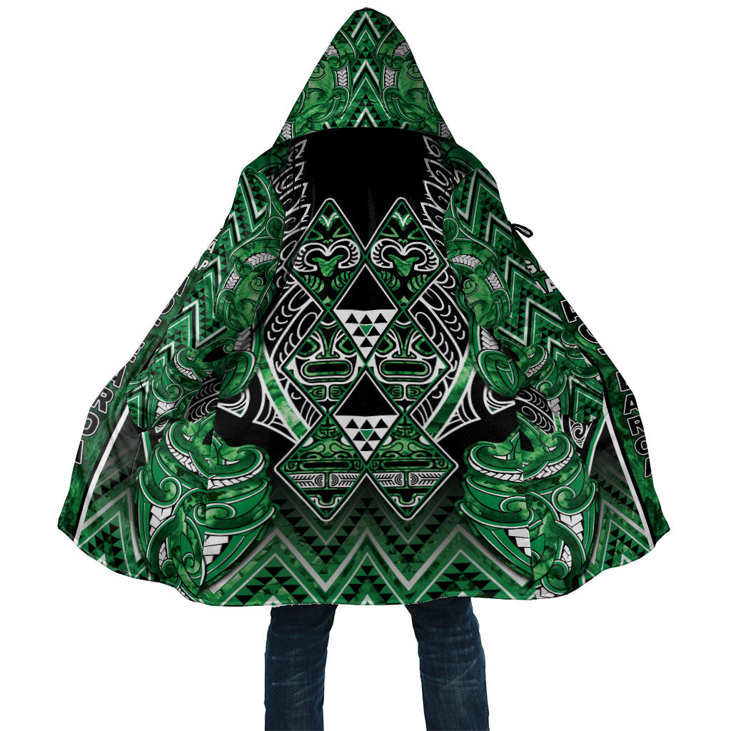 Aotearoa Ngati Maniapoto Cloak Maori Tribal Green Paua Shell Pattern