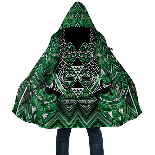 Aotearoa Ngati Maniapoto Cloak Maori Tribal Green Paua Shell Pattern