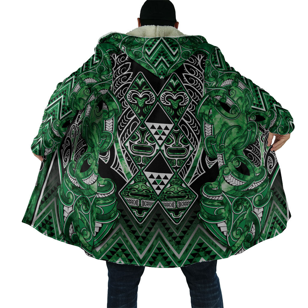 Aotearoa Ngati Maniapoto Cloak Maori Tribal Green Paua Shell Pattern