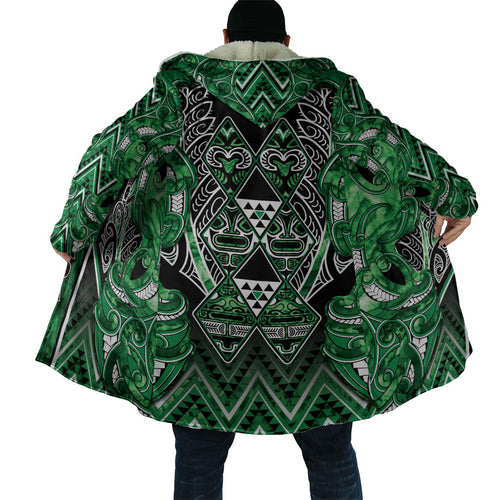 Aotearoa Ngati Maniapoto Cloak Maori Tribal Green Paua Shell Pattern