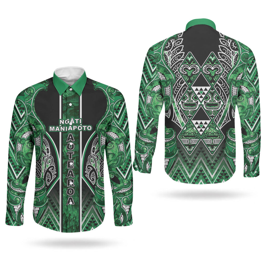 Aotearoa Ngati Maniapoto Couples Matching Off Shoulder Short Dress and Long Sleeve Button Shirt Maori Tribal Green Paua Shell Pattern