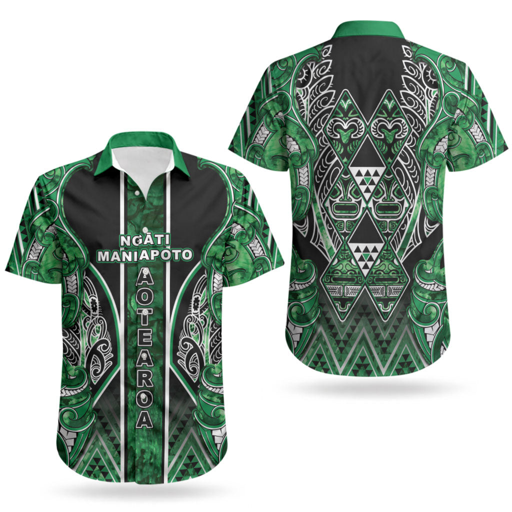 Aotearoa Ngati Maniapoto Couples Matching Summer Maxi Dress and Hawaiian Shirt Maori Tribal Green Paua Shell Pattern