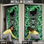 Aotearoa Ngati Maniapoto Door Cover Maori Tribal Green Paua Shell Pattern