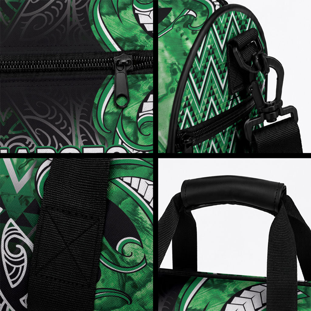 Aotearoa Ngati Maniapoto Duffle Bag Maori Tribal Green Paua Shell Pattern