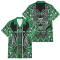 Aotearoa Ngati Maniapoto Family Matching Long Sleeve Bodycon Dress and Hawaiian Shirt Maori Tribal Green Paua Shell Pattern