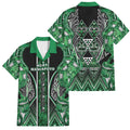Aotearoa Ngati Maniapoto Family Matching Tank Maxi Dress and Hawaiian Shirt Maori Tribal Green Paua Shell Pattern