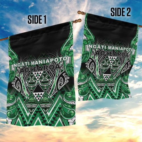 Aotearoa Ngati Maniapoto Garden Flag Maori Tribal Green Paua Shell Pattern