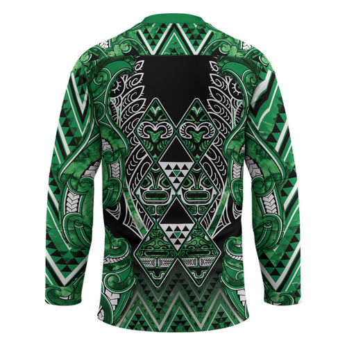 Aotearoa Ngati Maniapoto Hockey Jersey Maori Tribal Green Paua Shell Pattern