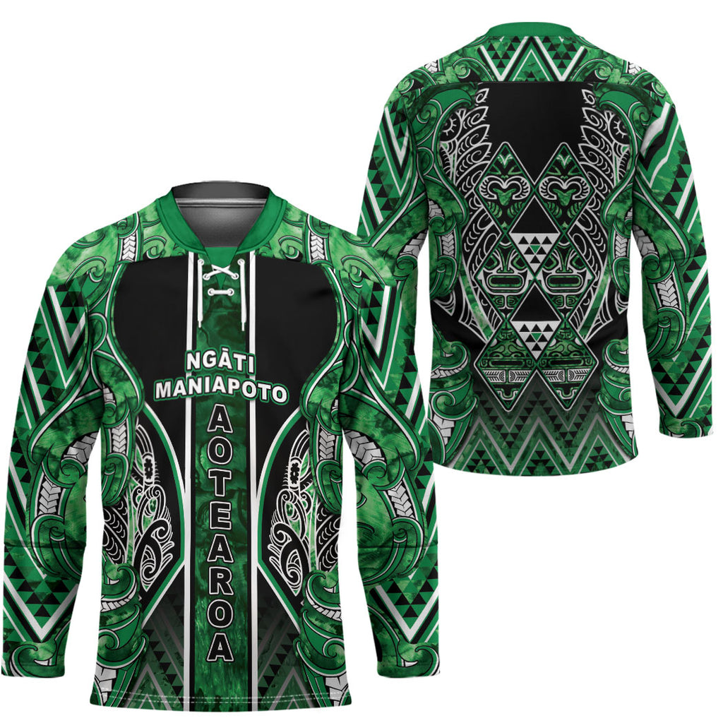 Aotearoa Ngati Maniapoto Hockey Jersey Maori Tribal Green Paua Shell Pattern
