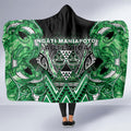 Aotearoa Ngati Maniapoto Hooded Blanket Maori Tribal Green Paua Shell Pattern