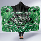 Aotearoa Ngati Maniapoto Hooded Blanket Maori Tribal Green Paua Shell Pattern