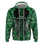 Aotearoa Ngati Maniapoto Hoodie Maori Tribal Green Paua Shell Pattern