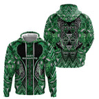 Aotearoa Ngati Maniapoto Hoodie Maori Tribal Green Paua Shell Pattern