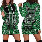 Aotearoa Ngati Maniapoto Hoodie Dress Maori Tribal Green Paua Shell Pattern