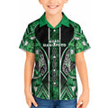 Aotearoa Ngati Maniapoto Kid Hawaiian Shirt Maori Tribal Green Paua Shell Pattern