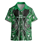 Aotearoa Ngati Maniapoto Kid Hawaiian Shirt Maori Tribal Green Paua Shell Pattern