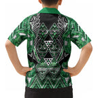 Aotearoa Ngati Maniapoto Kid Hawaiian Shirt Maori Tribal Green Paua Shell Pattern