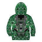 Aotearoa Ngati Maniapoto Kid Hoodie Maori Tribal Green Paua Shell Pattern