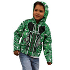 Aotearoa Ngati Maniapoto Kid Hoodie Maori Tribal Green Paua Shell Pattern
