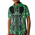 Aotearoa Ngati Maniapoto Kid Polo Shirt Maori Tribal Green Paua Shell Pattern