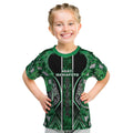 Aotearoa Ngati Maniapoto Kid T Shirt Maori Tribal Green Paua Shell Pattern