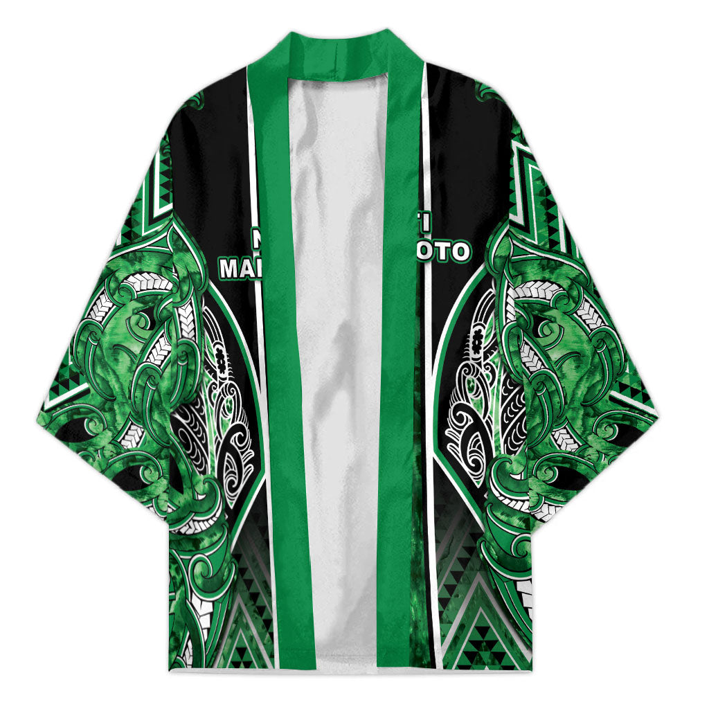 Aotearoa Ngati Maniapoto Kimono Maori Tribal Green Paua Shell Pattern