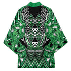 Aotearoa Ngati Maniapoto Kimono Maori Tribal Green Paua Shell Pattern