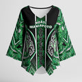 Aotearoa Ngati Maniapoto Kimono Sleeve Blouse Maori Tribal Green Paua Shell Pattern
