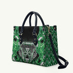 Aotearoa Ngati Maniapoto Leather Bag Maori Tribal Green Paua Shell Pattern