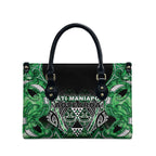 Aotearoa Ngati Maniapoto Leather Bag Maori Tribal Green Paua Shell Pattern