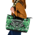 Aotearoa Ngati Maniapoto Leather Tote Bag Maori Tribal Green Paua Shell Pattern