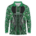 Aotearoa Ngati Maniapoto Long Sleeve Polo Shirt Maori Tribal Green Paua Shell Pattern