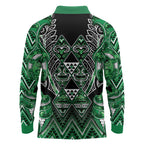 Aotearoa Ngati Maniapoto Long Sleeve Polo Shirt Maori Tribal Green Paua Shell Pattern