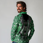 Aotearoa Ngati Maniapoto Long Sleeve Polo Shirt Maori Tribal Green Paua Shell Pattern