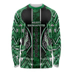 Aotearoa Ngati Maniapoto Long Sleeve Shirt Maori Tribal Green Paua Shell Pattern