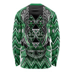 Aotearoa Ngati Maniapoto Long Sleeve Shirt Maori Tribal Green Paua Shell Pattern