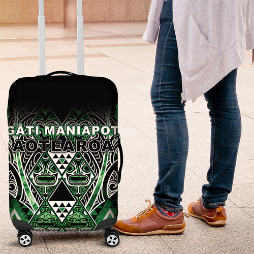 Aotearoa Ngati Maniapoto Luggage Cover Maori Tribal Green Paua Shell Pattern