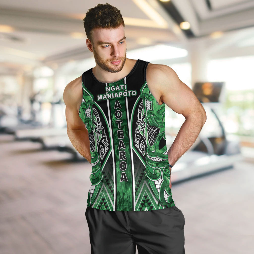 Aotearoa Ngati Maniapoto Men Tank Top Maori Tribal Green Paua Shell Pattern
