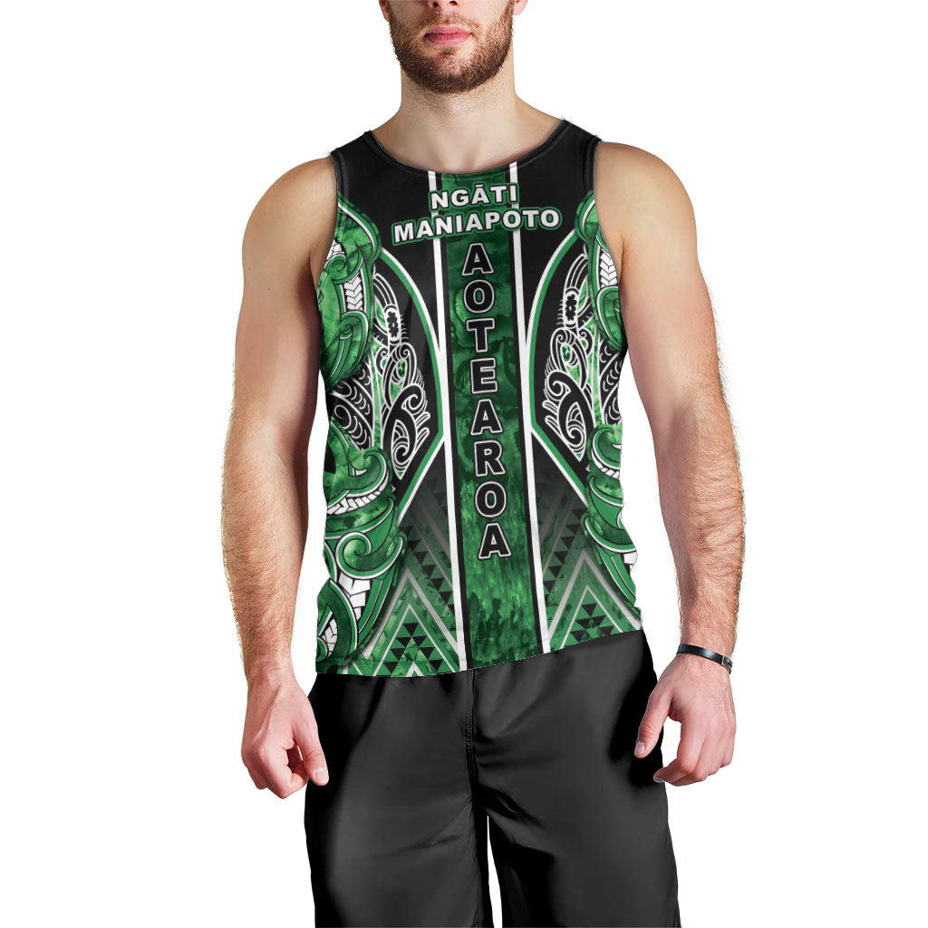 Aotearoa Ngati Maniapoto Men Tank Top Maori Tribal Green Paua Shell Pattern